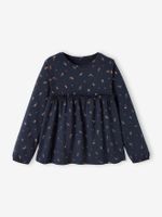 Shirtblouse met print voor meisjes marineblauw - thumbnail
