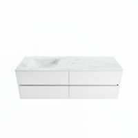 MONDIAZ VICA-DLUX 150cm badmeubel onderkast Talc 4 lades. Inbouw wastafel CLOUD links 1 kraangat, kleur Opalo.