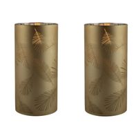 2x stuks luxe led kaarsen in goud bladeren glas D7 x H15 cm