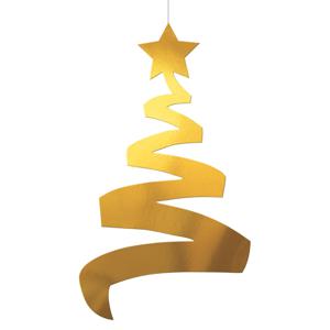 Kerstster hangdecoratie - goud - 70 cm - papier/karton - kerstversiering