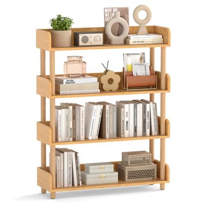 Opbergrek met 3/4/5 Planken Grenen Boekenkast met Open Planken en 3 Verhoogde Leuningen-4-laags