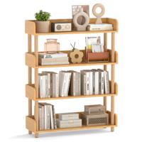 Opbergrek met 3/4/5 Planken Grenen Boekenkast met Open Planken en 3 Verhoogde Leuningen-4-laags