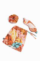 Pack scrunchie-oogmasker met print - ORANGE - U