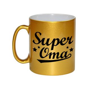 Super oma cadeau gouden mok / beker sterren 330 ml