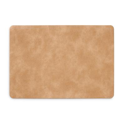 Placemats lederlook - 45 x 30 cm - lichtbruin - vegan leer - tafel onderleggers