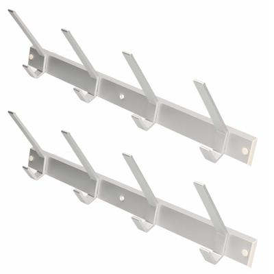 Luxe kapstokken of jashaken wandkapstok - aluminium - 2x enkele haak - 45 x 13 cm