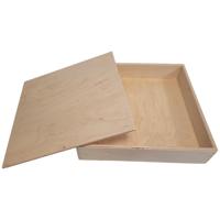 Houten speelbak met deksel 25 x 25 x 5 cm