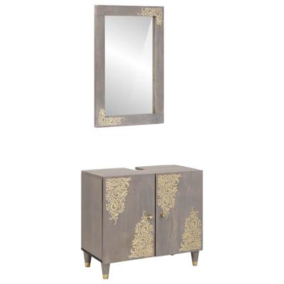 Badkamermeubelset Wandgemonteerd 2 pcs Grijs 62 x 33 x 58 cm
