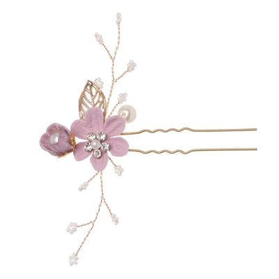 Mode bloem haar kammen hoofdtooi Prom Bridal Wedding haaraccessoires bladgoud haar juwelen haar pins (paars 2 bloem)