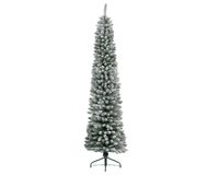 Kunstkerstboom Pencil pine snowy h150 cm extra smal groen/wit - Everlands