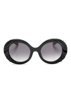 Roberto Cavalli lunettes de soleil rondes à logo imprimé - Noir