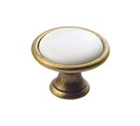 Sapho deurknop brons met witte binnenzijde 30mm - thumbnail
