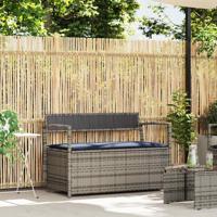 Tuinbank met kussen, grijs polyrotan