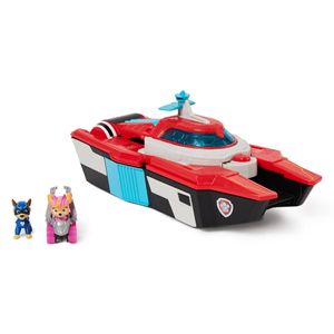 PAW Patrol The Mighty Movie - Pup Squad Transformerend Vliegdekschip Hoofdkwartier met Skye Pup Squad Racer-speelgoedauto