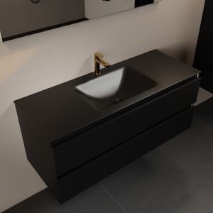 MONDIAZ AIVY 120cm badmeubel Urban, wastafel Urban solid surface midden 1 kraangat met spiegel (AI-351621URBAN-SI - AI-M120URMI - AI-S120X70)