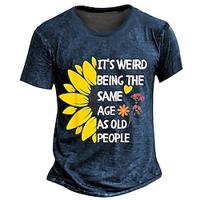 Bloemig Grappig jargon Retro vintage Casual Street Style Voor heren 3D-afdrukken T-shirt Straat Buitensporten Casual T-shirt Marineblauw Donkergrijs Korte mouw Strakke ronde hals Overhemd Lente zomer Lightinthebox - thumbnail