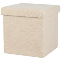 Poef Teddy BOX - hocker - opbergbox - beige - polyester/mdf - 38 x 38 cm - opvouwbaar - thumbnail