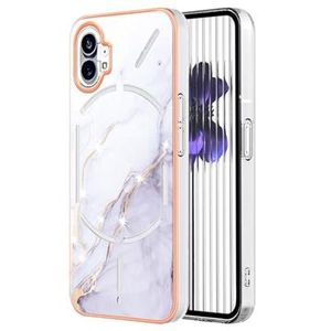 Marmerpatroon Gegalvaniseerd IMD Nothing Phone (1) TPU Hoesje - Wit