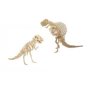 Houten 3D dino puzzel bouwpakket set T-rex en Spinosaurus - 3D puzzels