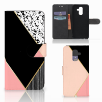 Samsung Galaxy A6 Plus 2018 | Book Case | Zwart Roze Vormen