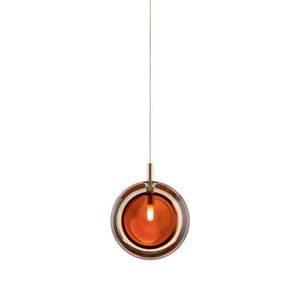 Bomma Lens Single Hanglamp - Amber glas - Geborsteld goud