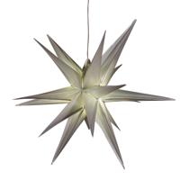 Verlichte 3D kerstster - zilver - 60 cm - kunststof - op batterijen - timer