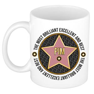 Naam mok Pim - wit - Most Brilliant - keramiek - 300 ml - cadeau collega beker