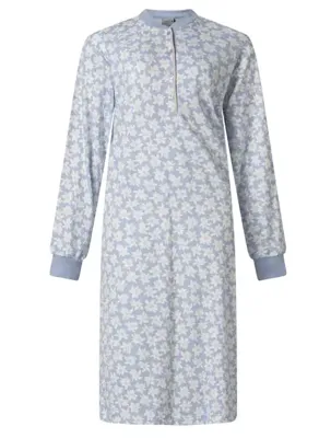 Dames nachthemd - Warme Dikke Tricot - Flower - Katoenen dames nachtjapon