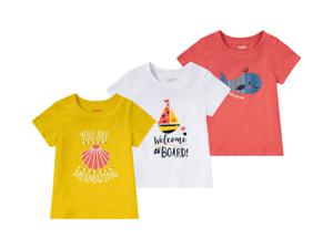 lupilu Meisjes-T-shirts, 3 stuks (110/116, Wit/geel/koraal)