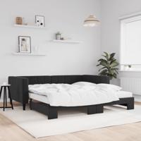 Slaapbank onderschuifbed en matrassen 100x200 cm fluweel zwart