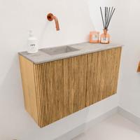 Toiletmeubel Mondiaz Joya Dlux | 70 cm | Meubelkleur Oak | Faye wastafel Glace Wasbak Links | Zonder kraangat(en)