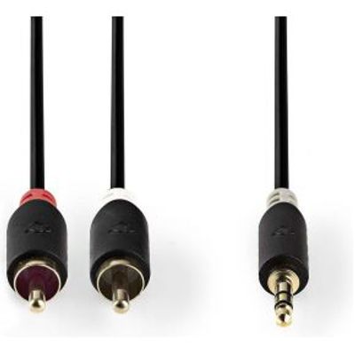 Stereo audiokabel | 3,5 mm male - 2x RCA male | 3,0 m | Antraciet [CABW22200AT30]