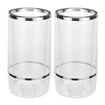 Wijnkoeler transparant kunststof - Set van 2x stuks - 12 x 23 cm - Champagnekoeler - Flessenkoeler Wijnkoeler transparant kunststof - Set van 2x stuks - 12 x 23 cm - Champagnekoeler - Flessenkoeler