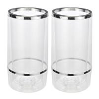 Wijnkoeler transparant kunststof - Set van 2x stuks - 12 x 23 cm - Champagnekoeler - Flessenkoeler