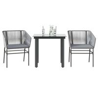 3-delige Tuinset met kussens poly rattan glas grijs