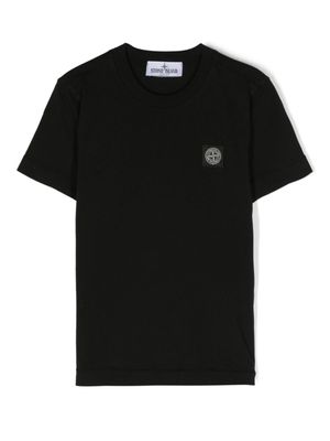 Stone Island Junior t-shirt en coton à patch logo - Noir