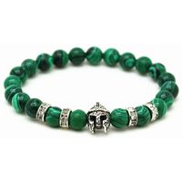 Kralen heren armband groen natuursteen Spartan Helmet