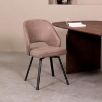 LABEL51 Eetkamerstoel Lewis - Taupe - - Zwart Metalen Frame