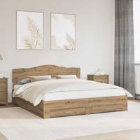 Bedframe met hoofdeinde Artisan Eiken 180 x 200 cm Bewerkt hout