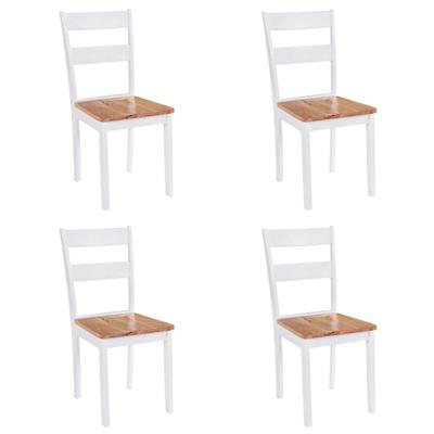 Eetkamerstoelen 4 st massief rubberwood wit