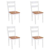 Eetkamerstoelen 4 st massief rubberwood wit