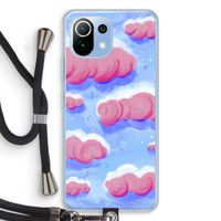 Roze wolken met vogels: Xiaomi Mi 11 Lite Transparant Hoesje met koord