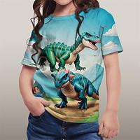 Voor meisjes 3D Grafisch Dinosaurus T-shirt Korte mouw Zomer Lente Modieus Basic Polyester Kinderen 4-12 jaar Strakke ronde hals Buiten Casual Dagelijks Normale pasvorm Lightinthebox