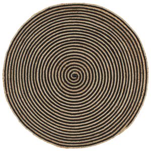 VidaXL Vloerkleed handgemaakt met spiraal ontwerp 120 cm jute zwart