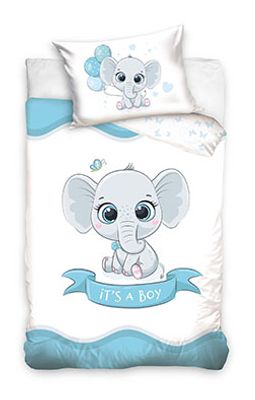 Animal Pictures BABY Dekbedovertrek olifantje it&apos;s a boy - 100 x 135 cm - Katoen