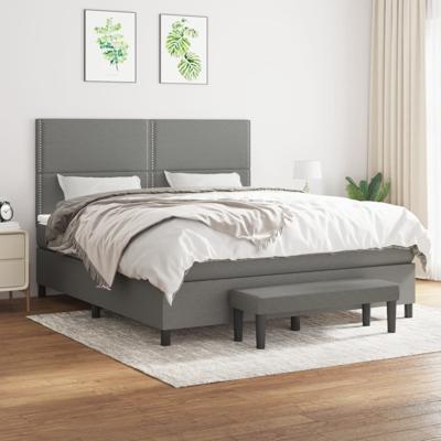 Boxspring met matras stof donkergrijs 160x200 cm