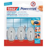 9x Tesa Powerstrips ovale haken chroom small klusbenodigdheden - thumbnail