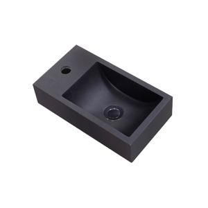 Fontein Sanilux Quartz Recto 40x22x10 cm Mat Zwart (kraangat links)