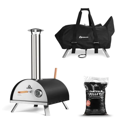 Burnhard Pizzaoven Outdoor NERO incl. transportdeksel en 10 kg pellets