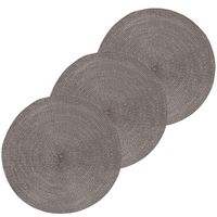 4x Ronde placemats glimmend donkergrijs 38 cm geweven/gevlochten